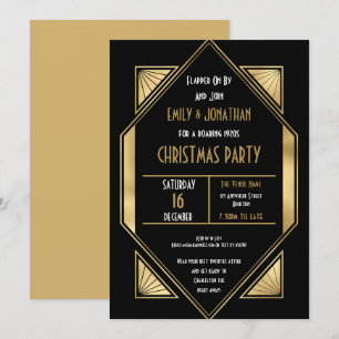 Invitación Fiesta de Navidades Gold Black de los años 1920
