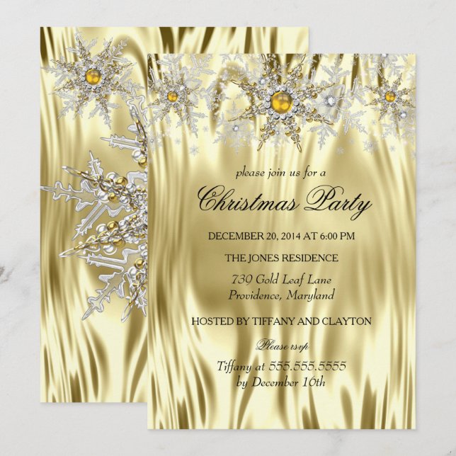 Invitación Fiesta de Navidades Gold Silver Wonderland (Anverso / Reverso)