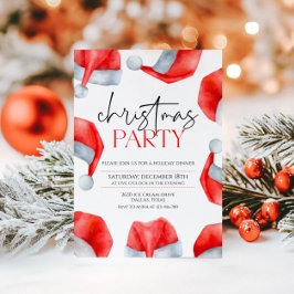 Invitación Fiesta de Navidades Gorras Santas simples