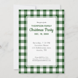 Invitación Fiesta de Navidades Green White Buffalo Check