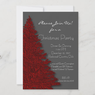 Invitación Fiesta de Navidades Gris Profundos de Rojo y Carbó
