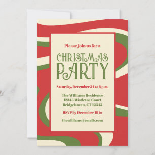 Invitación Fiesta de Navidades Groovy Swirl Retro