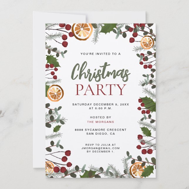 Invitación Fiesta de navidades hospedado por tu follaje ruso (Anverso)