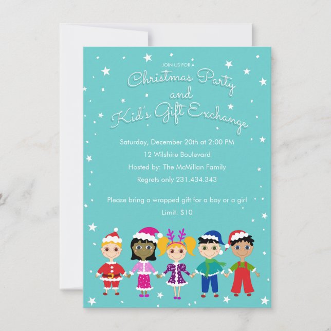 Invitación Fiesta de Navidades infantiles y canje de regalos  (Anverso)