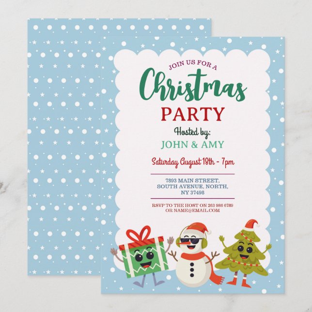Invitación Fiesta de navidades invita a árbol de Navidad de S (Anverso / Reverso)