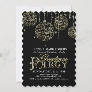 Invitación Fiesta de navidades invita a Purpurina de oro y di