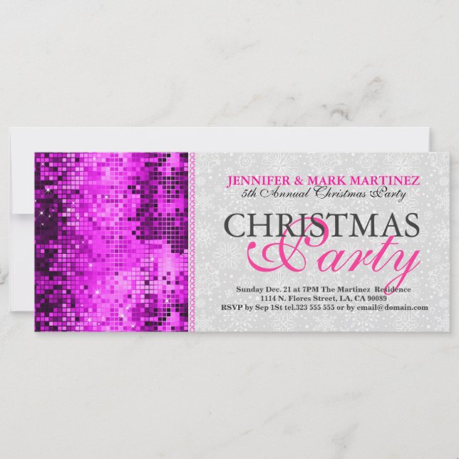 Invitación Fiesta de navidades invita a Purpurina discoteca r (Anverso)