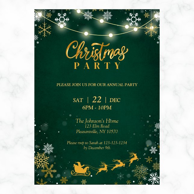 Invitación Fiesta de navidades invitado | Copos de nieve y Sa (Subido por el creador)