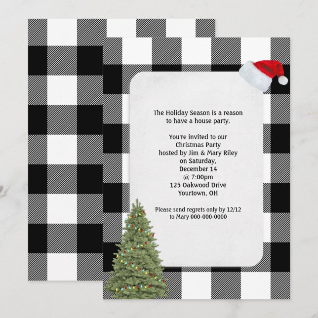 Invitación Fiesta de navidades Invitar diseño de manta de búf (Anverso / Reverso)