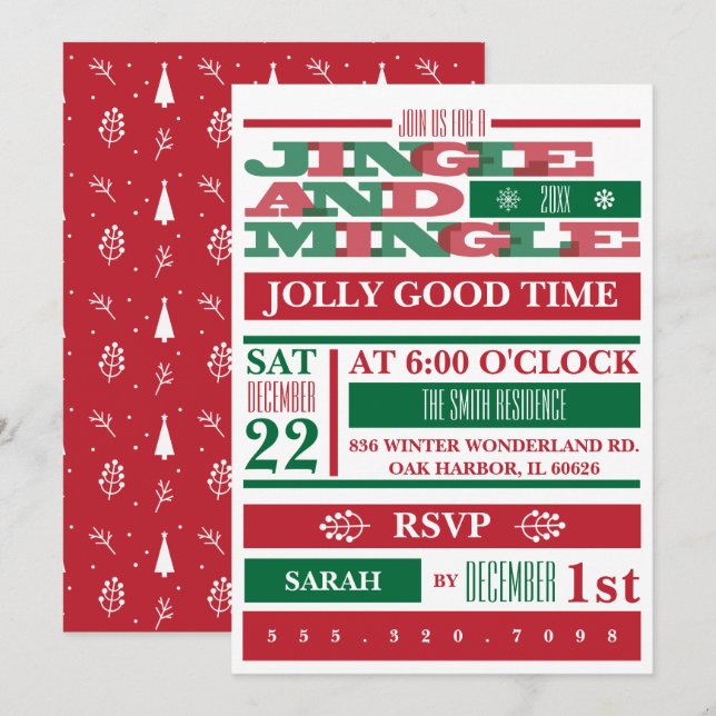 Invitación Fiesta De Navidades Jingle Y Mingle (Anverso / Reverso)