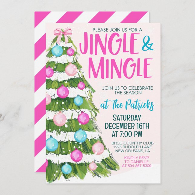 Invitación Fiesta de Navidades Jingle y Mingle (Anverso / Reverso)