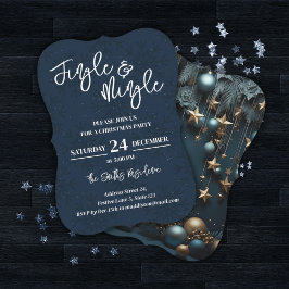 Invitación Fiesta de Navidades Jingle y Mingle Blue