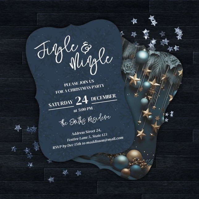 Invitación Fiesta de Navidades Jingle y Mingle Blue (Subido por el creador)