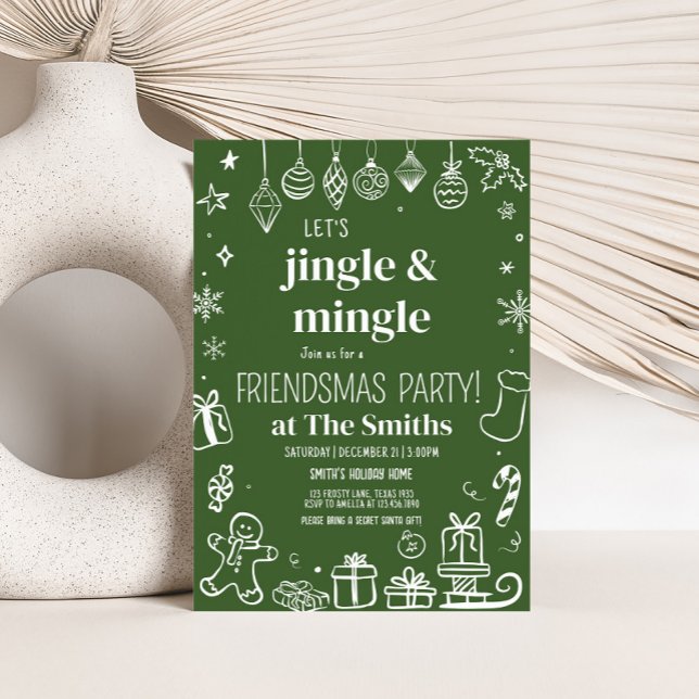 Invitación Fiesta de Navidades Jingle y Mingle Drah (Hand Drawn Jingle and Mingle Christmas Party Invitation)