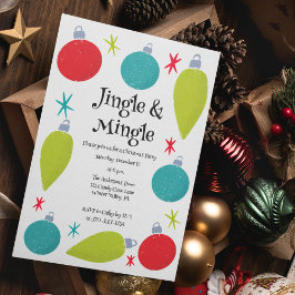 Invitación Fiesta de Navidades Jingle y Mingle Retro