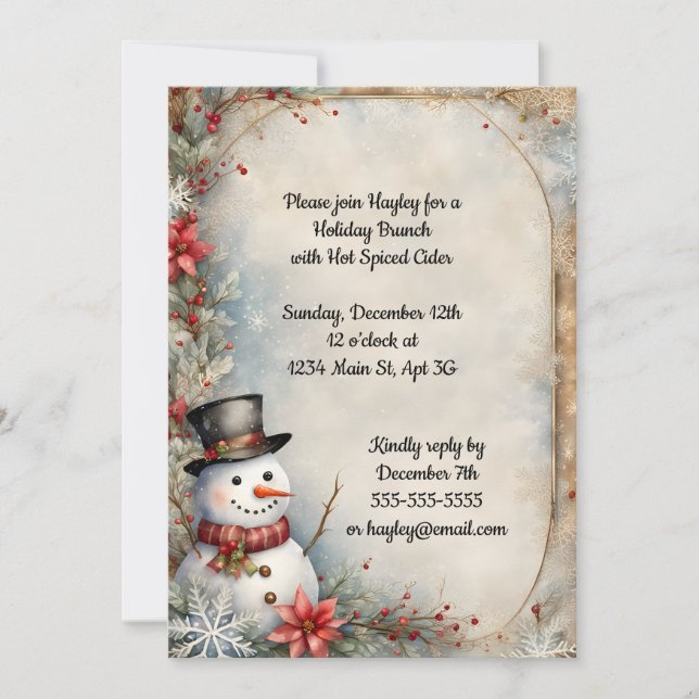 Invitación Fiesta de Navidades Jolly Snowman (Anverso)