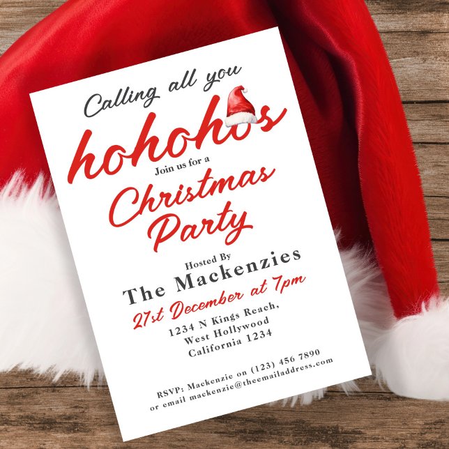 Invitación Fiesta de navidades llama a All You Ho Hos (Christmas Party Calling Al You Ho Ho Hos Invitations by Ricaso A fun adult themed holiday party
)