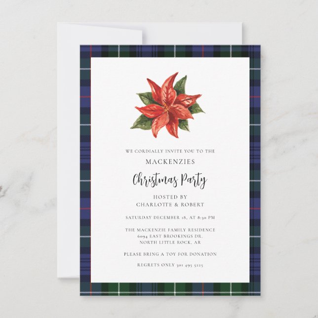 Invitación Fiesta de Navidades Lucrativos MacKenzie Tartan (Anverso)