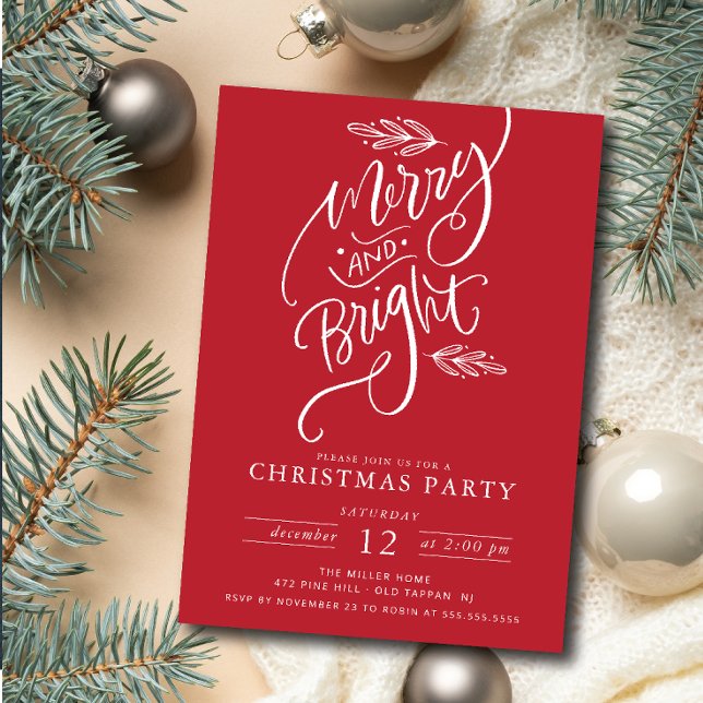 Invitación Fiesta de Navidades merry y Bright (Subido por el creador)