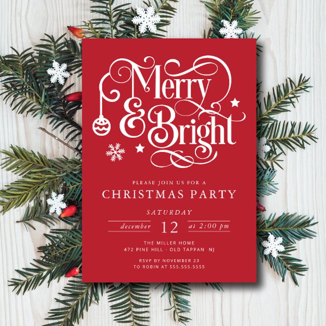 Invitación Fiesta de Navidades merry y Bright (Subido por el creador)