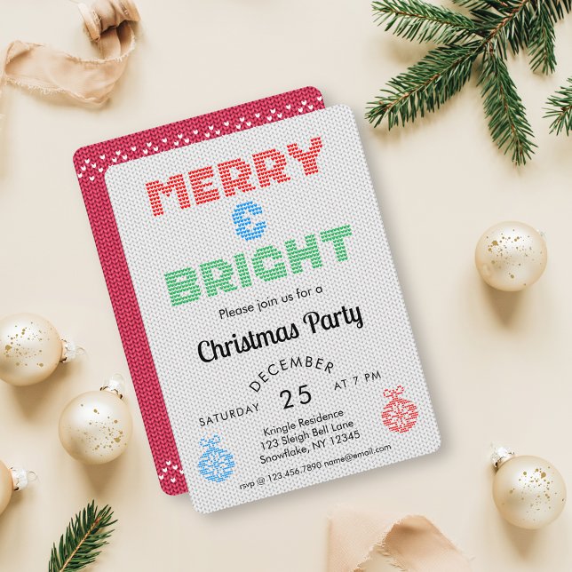 Invitación Fiesta de Navidades merry y Bright (Subido por el creador)