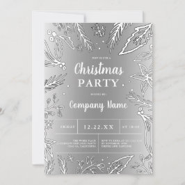 Invitación Fiesta de Navidades metálicos de plata corporativa
