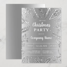 Invitación Fiesta de Navidades metálicos de plata corporativa