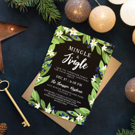 Invitación Fiesta de Navidades Minge Jingle Floral Blue Berri