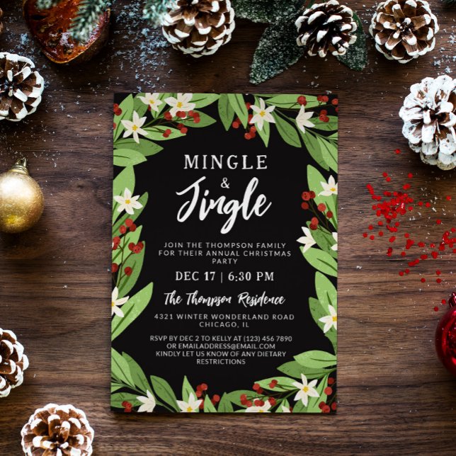 Invitación Fiesta de Navidades Minge Jingle Floral Red Berrie (Subido por el creador)