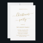 Invitación Fiesta de Navidades minimalistas de escritura de o<br><div class="desc">Moda Modern Caligraphy Script Invitaciones Minimalistas de los partidos de Navidades blancos y oro es perfecto para un simple evento de Navidades. Presenta un elegante texto "Fiesta Navidades" en un hermoso guión de letra con letras a mano y con cruz de giro rápido en dorado sobre fondo blanco. Fácil de...</div>