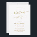 Invitación Fiesta de Navidades minimalistas de escritura de o<br><div class="desc">Moda Modern Caligraphy Script Invitaciones Minimalistas de los partidos de Navidades blancos y oro es perfecto para un simple evento de Navidades. Presenta un elegante texto "Fiesta Navidades" en un hermoso guión de letra con letras a mano y con cruz de giro rápido en dorado sobre fondo blanco. Fácil de...</div>