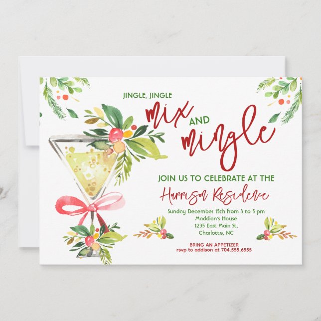 Invitación Fiesta de Navidades mixtos y gemelos, Navidades de (Anverso)