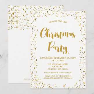 Invitación Fiesta de Navidades modernos de confetti blanco y
