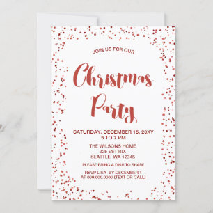 Invitación Fiesta de Navidades modernos de confetti blanco y 