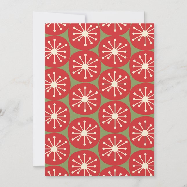 Invitación Fiesta de Navidades modernos de la era retro atómi (Anverso)