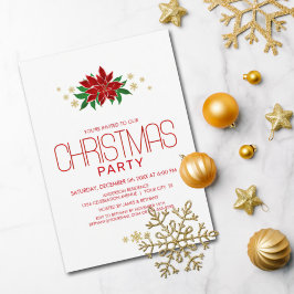 Invitación Fiesta de Navidades modernos de la Poinsettia Roja