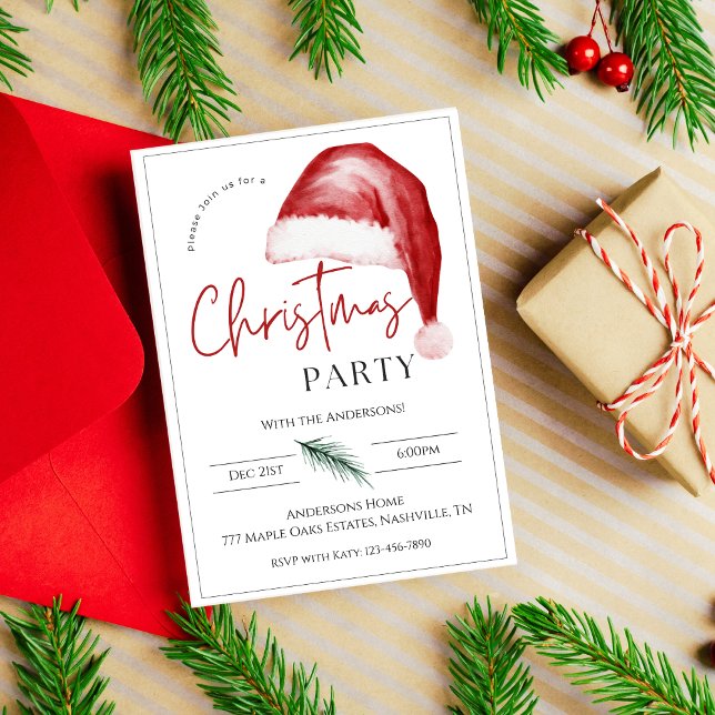 Invitación Fiesta de Navidades modernos de Santa Hat (Subido por el creador)