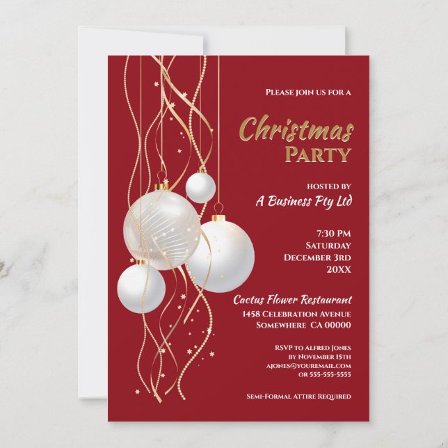 Invitación Fiesta de Navidades modernos negros, rojos y dorad (Reverso)
