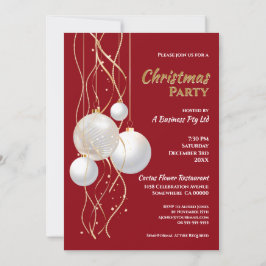Invitación Fiesta de Navidades modernos negros, rojos y dorad