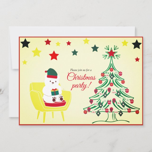Invitación Fiesta de Navidades modernos y singulares de oso b (Anverso)