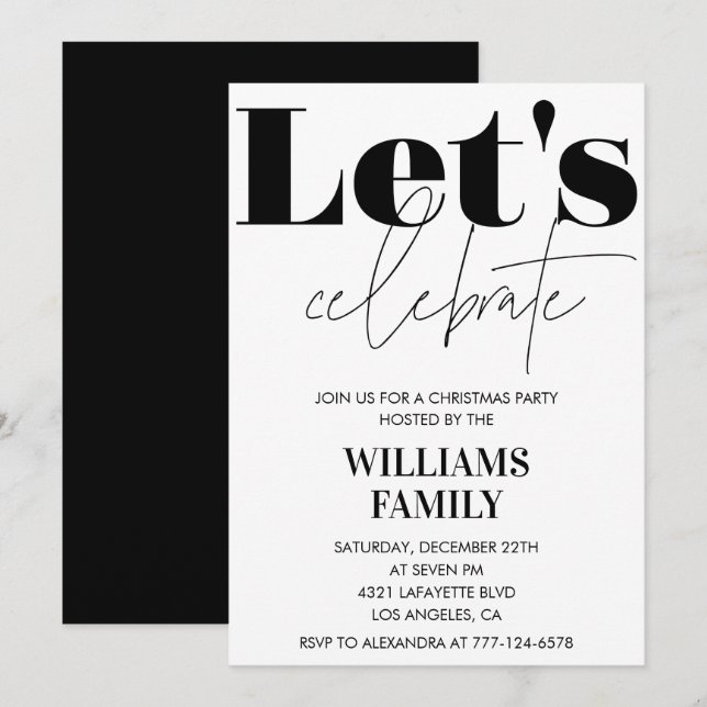 Invitación Fiesta de Navidades negros celebremos (Anverso / Reverso)