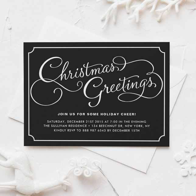 Invitación Fiesta de Navidades negros de caligrafía clásica (Subido por el creador)