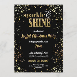 Invitación Fiesta De Navidades Negros De Sparkle Y Shine Gold