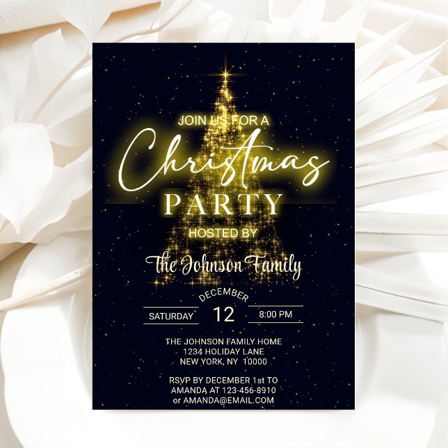 Invitación Fiesta de Navidades negros del árbol de Navidad do (Subido por el creador)