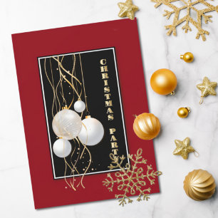 Invitación Fiesta de Navidades negros y rojos modernos