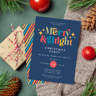 Invitación Fiesta de Navidades oscuros y coloridos de Merry &