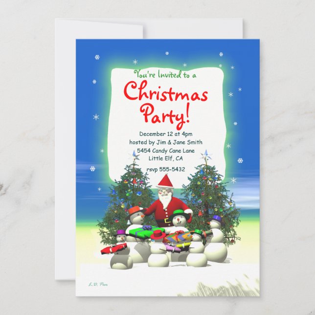 Invitación Fiesta de Navidades para niños de primera parada d (Anverso)