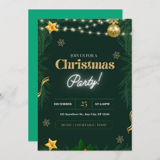 Invitación fiesta de Navidades personalizados (Anverso / Reverso)