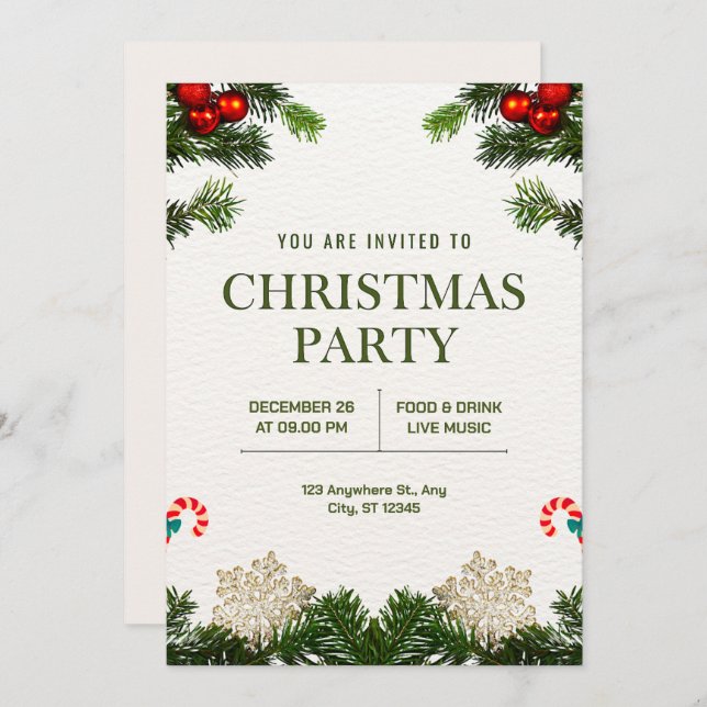 Invitación fiesta de Navidades personalizados (Anverso / Reverso)