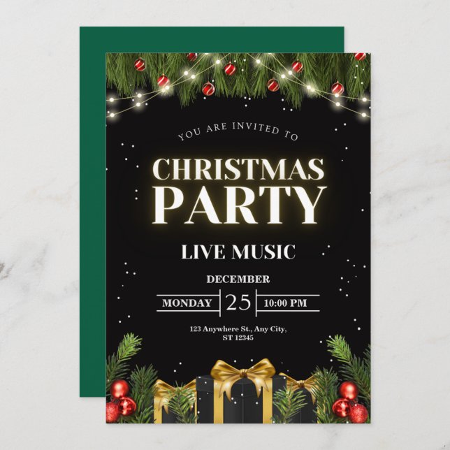 Invitación fiesta de Navidades personalizados (Anverso / Reverso)